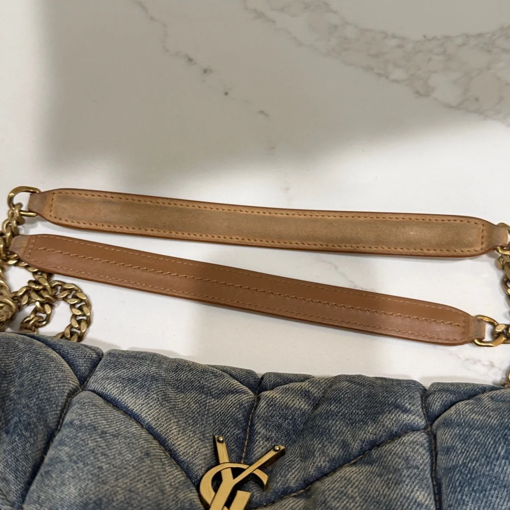 YSL Denim Quilted Medium Puffer Bag - Picture 10 of 12